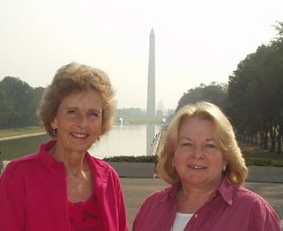 Helen and Katherine praying at the Lincoln Mem. and Washington Monument