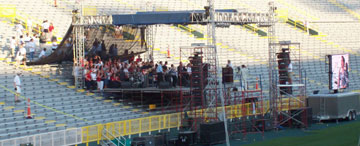 Jenny in Choir with worship group at Lambeau Leap of Faith