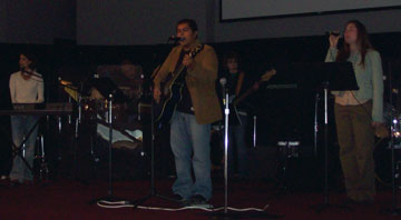 Jenny singing with Praise and Worship team 2007